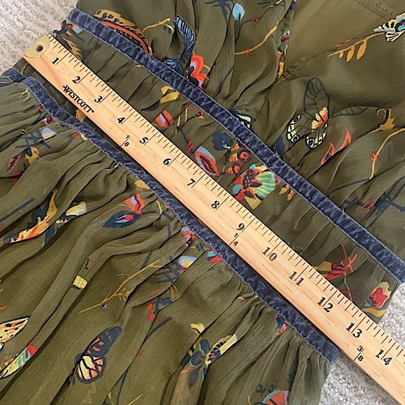 Abercrombie & Fitch Velvet Trim Butterfly Print Babydoll Dress Size Small Fairy - Picture 6 of 16